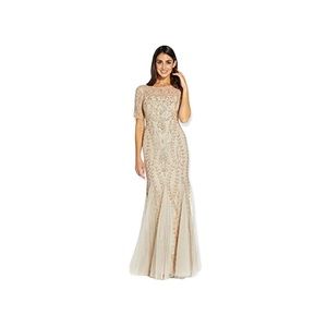 Adrianna Papell biscotti beaded gown style number AP1E207207 retail $329
